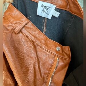 Camel brown leather princess Polly pants